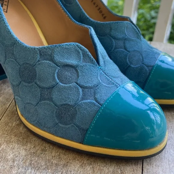 John Fluevog Shoes Attic Iris Patent Toe Pump in Blue Leather Women's Size 6-6.5 - Picture 9 of 16